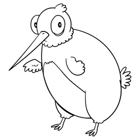Kiwi bird cartoon drawing black and white clipart