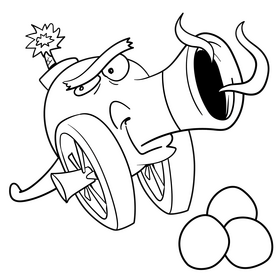 Cannon cartoon drawing black and white clipart