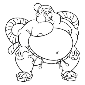Sumo fighter cartoon drawing black and white clipart