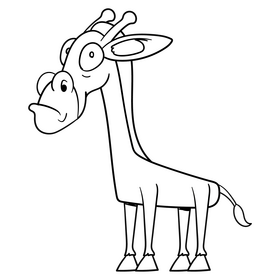 Giraffe cartoon drawing black and white clipart