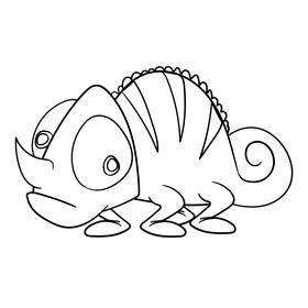Chameleon cartoon drawing black and white clipart