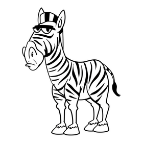 Zebra cartoon drawing black and white clipart