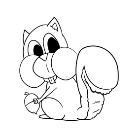Squirrel cartoon drawing black and white clipart