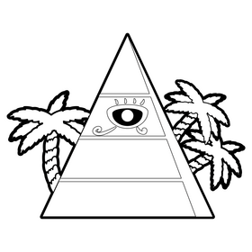 Pyramid cartoon drawing black and white clipart