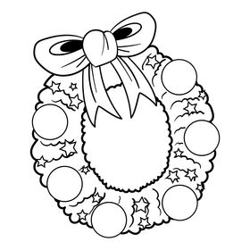 Christmas wreath drawing black and white clipart