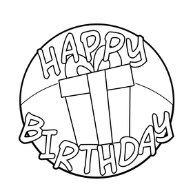 Birthday cartoon drawing black and white clipart