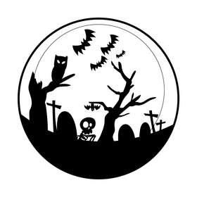 Halloween cartoon drawing black and white clipart