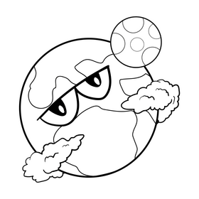 Earth cartoon drawing black and white clipart