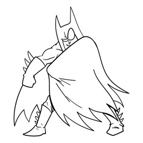 Batman cartoon drawing black and white clipart