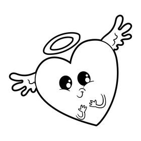 Heart cartoon black and white clipart