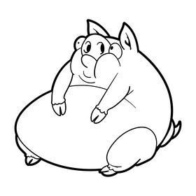 Pig cartoon black and white clipart
