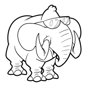 Elephant cartoon black and white clipart
