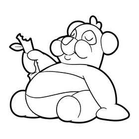 Panda cartoon black and white clipart