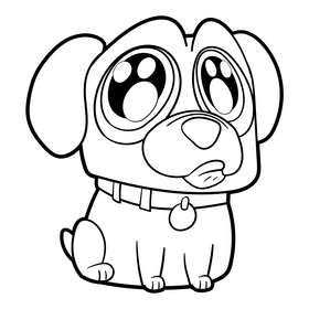 Cute dog cartoon black and white clipart vector free download