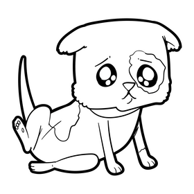 Cute puppy cartoon black and white clipart