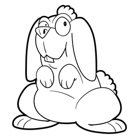 Rabbit cartoon black and white clipart