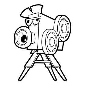Movie cartoon black and white clipart