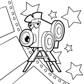 Movie cartoon drawing black and white vector