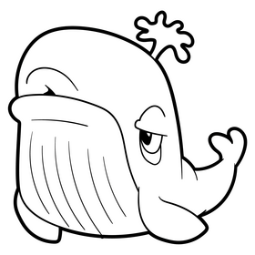 Whale cartoon black and white clipart