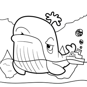 Whale cartoon drawing black and white vector