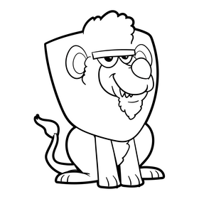 Lion cartoon black and white clipart