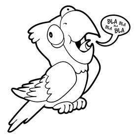 Parrot macaw cartoon black and white clipart