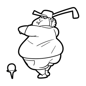 Sport golf cartoon black and white clipart