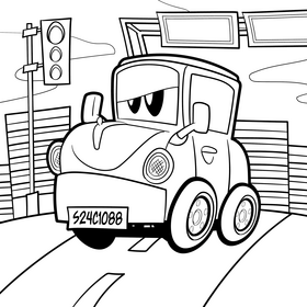 Car cartoon drawing black and white vector