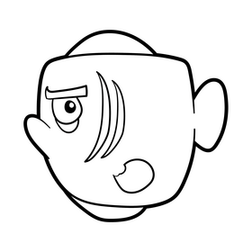 Fish cartoon black and white clipart