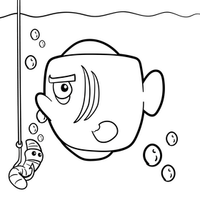 Fish cartoon drawing black and white vector