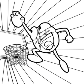 Basketball cartoon drawing black and white vector