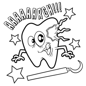 Teeth cartoon drawing black and white vector