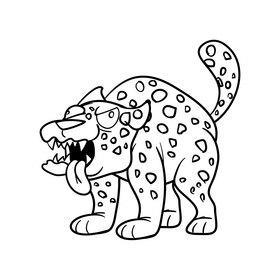 Jaguar cartoon black and white clipart