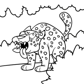 Jaguar cartoon drawing black and white vector