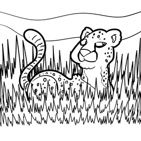 Cheetah cartoon drawing black and white vector