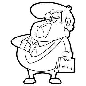 Businessman cartoon black and white clipart