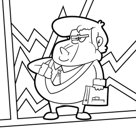 Businessman cartoon drawing black and white vector