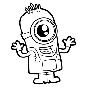 Minion cartoon black and white clipart