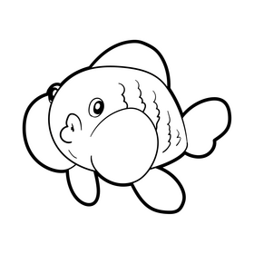 Goldfish cartoon black and white clipart