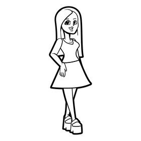 Barbie cartoon black and white clipart