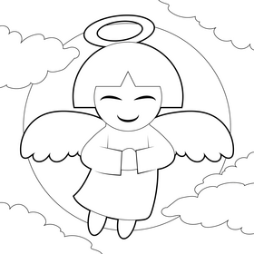 Angel cartoon drawing black and white vector