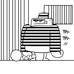 Prisoner cartoon drawing black and white vector