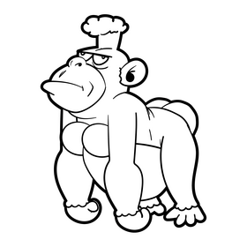 Gorilla cartoon black and white clipart