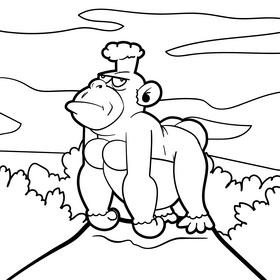 Gorilla cartoon drawing black and white vector