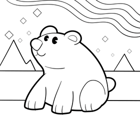 Polar bear cartoon drawing black and white vector