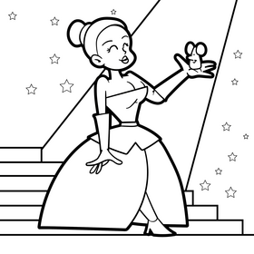 Cinderella cartoon drawing black and white vector
