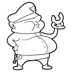 Policeman cartoon black and white clipart