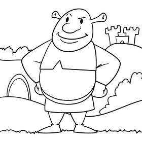Shrek cartoon drawing black and white vector