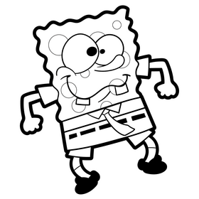 Spongebob cartoon black and white clipart