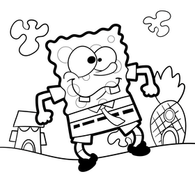 Spongebob cartoon drawing black and white vector